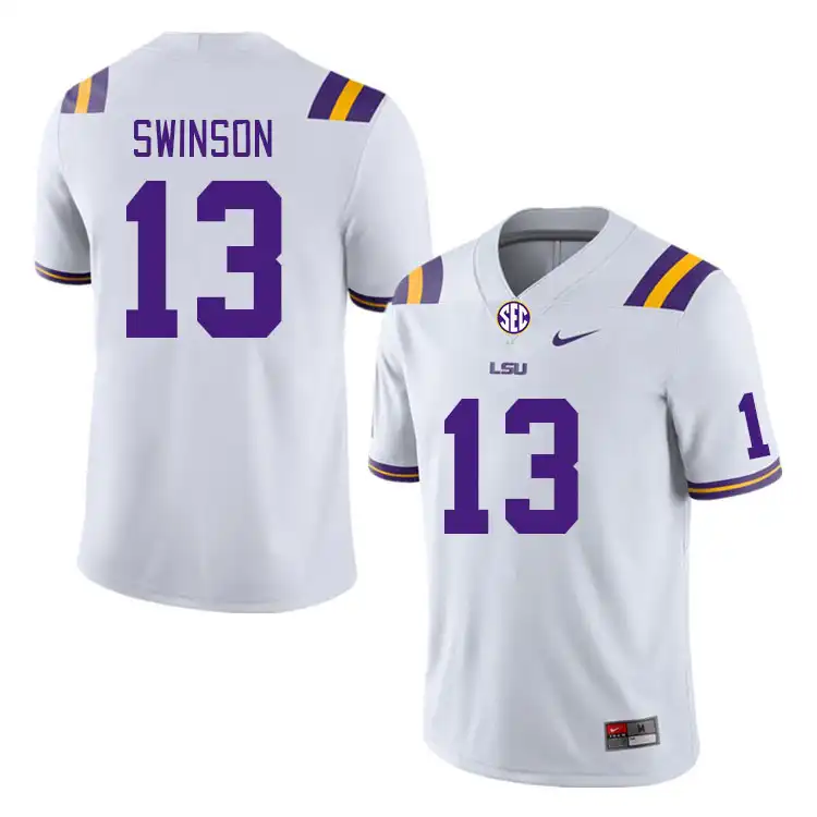 Men's LSU Tigers Bradyn Swinson #13 White NCAA Football Jersey